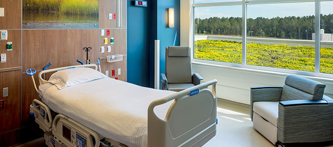Image of UF Health North patient room.